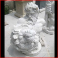 White marble famous antique artistic nude muscle male bust with lion head statue